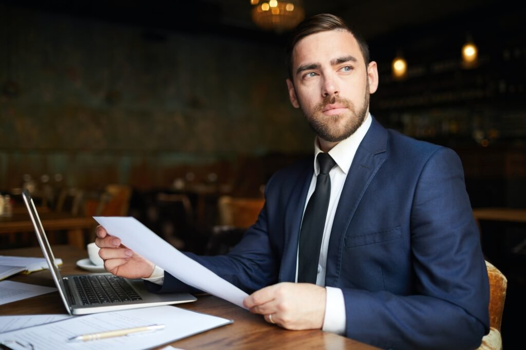 successful business consultant with papers